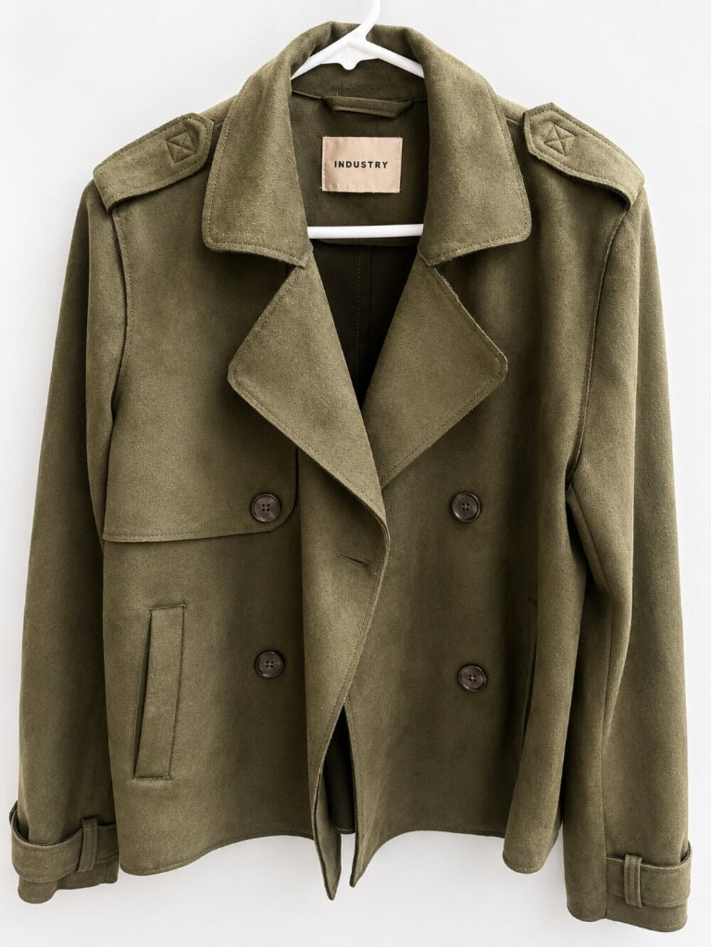 Green Suede Double Breasted Jacket Size M